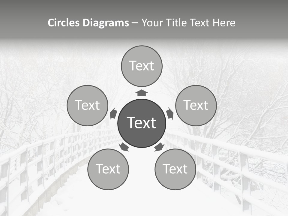 Snow Covered Footbridge On A Foggy Winter Day PowerPoint Template