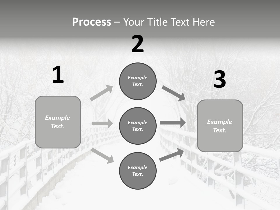 Snow Covered Footbridge On A Foggy Winter Day PowerPoint Template