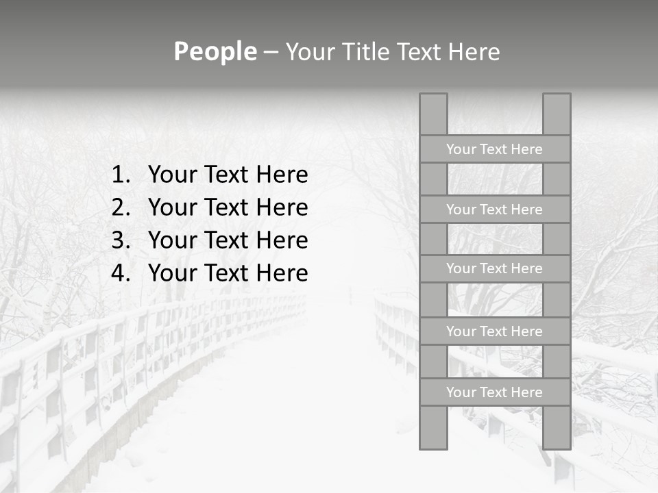 Snow Covered Footbridge On A Foggy Winter Day PowerPoint Template