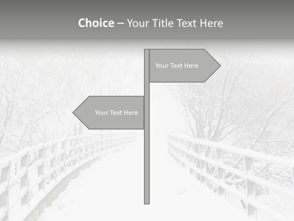 Snow Covered Footbridge On A Foggy Winter Day PowerPoint Template
