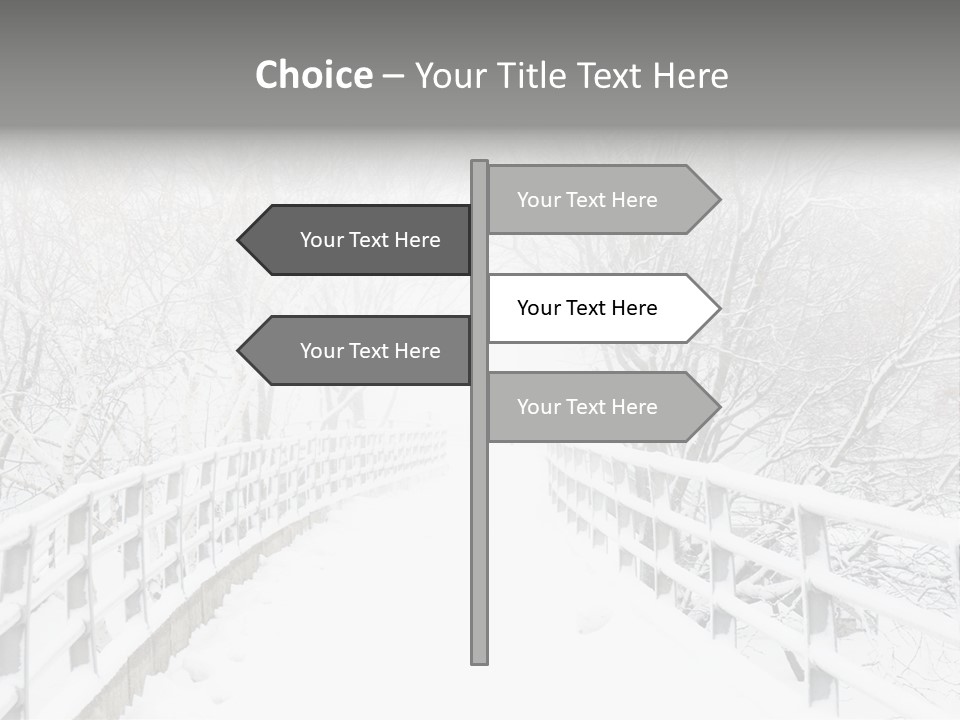 Snow Covered Footbridge On A Foggy Winter Day PowerPoint Template