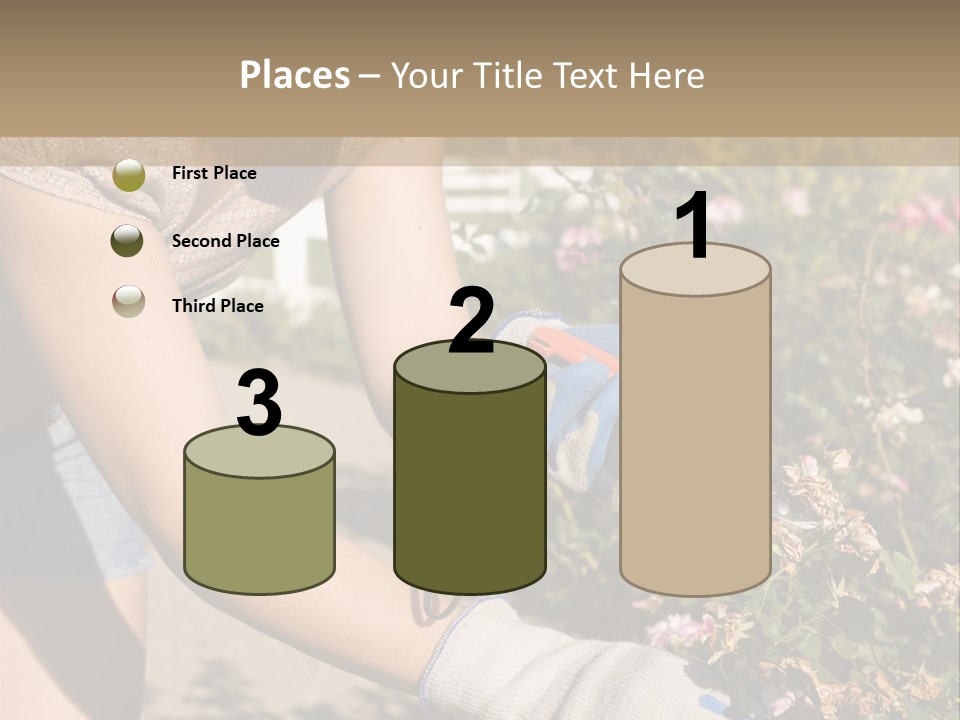 Beautiful Young Woman In The Yard Gardening PowerPoint Template