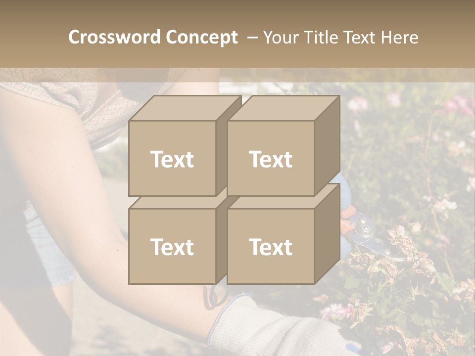 Beautiful Young Woman In The Yard Gardening PowerPoint Template