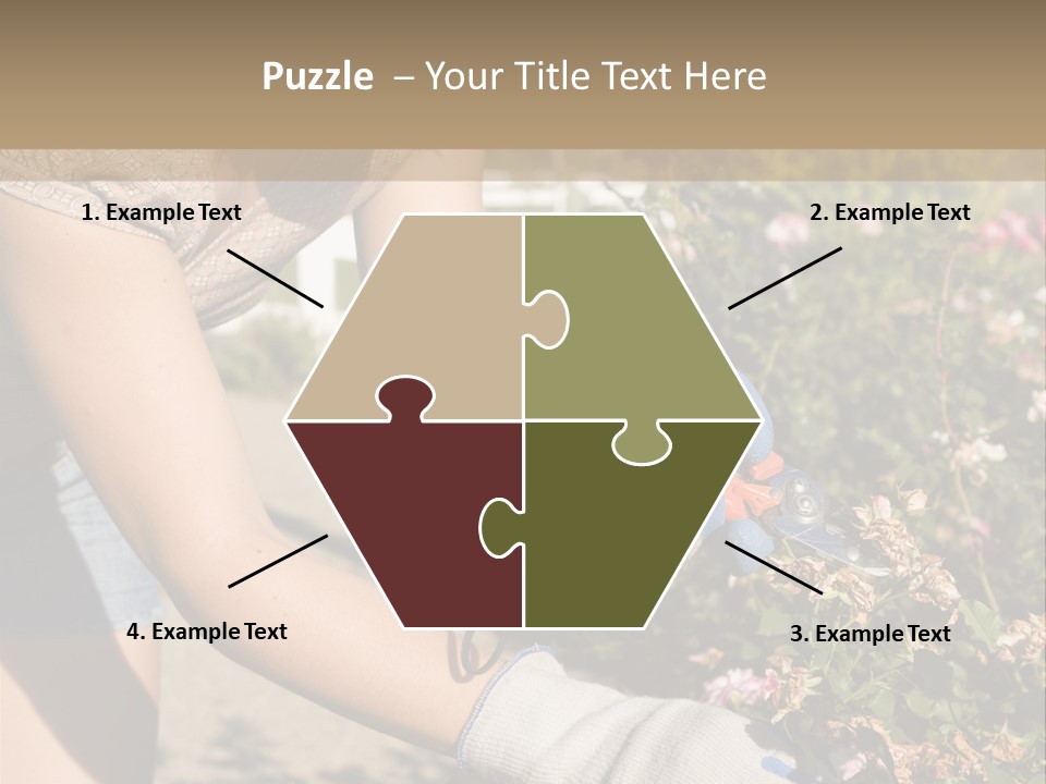 Beautiful Young Woman In The Yard Gardening PowerPoint Template