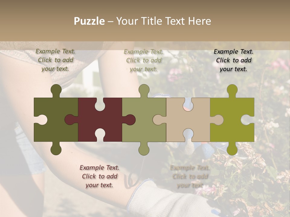 Beautiful Young Woman In The Yard Gardening PowerPoint Template