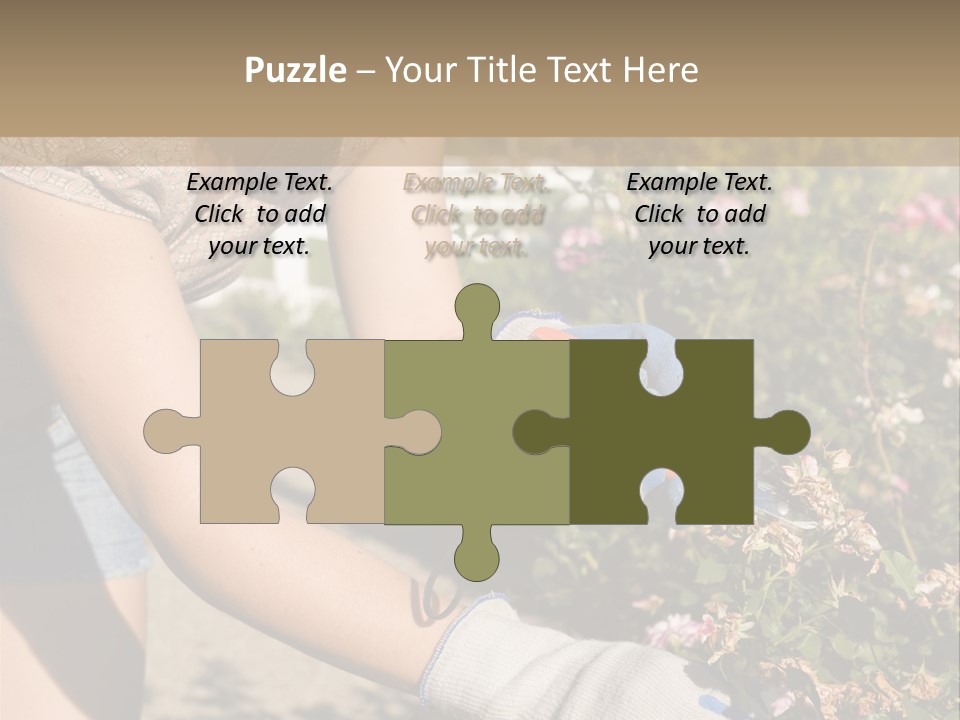 Beautiful Young Woman In The Yard Gardening PowerPoint Template