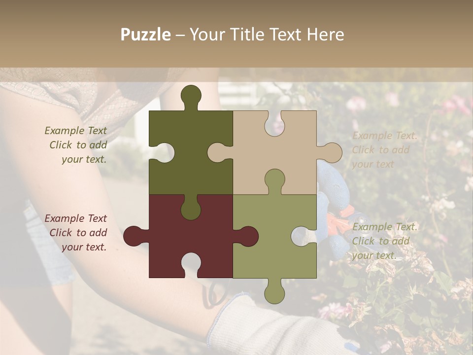 Beautiful Young Woman In The Yard Gardening PowerPoint Template