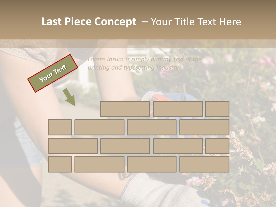 Beautiful Young Woman In The Yard Gardening PowerPoint Template