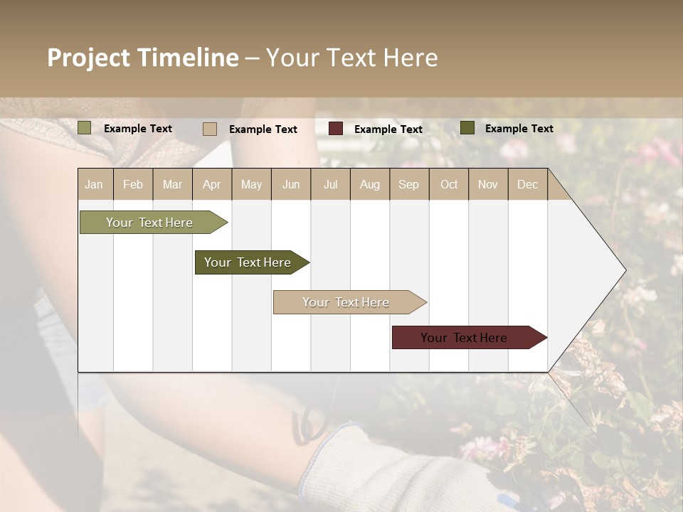 Beautiful Young Woman In The Yard Gardening PowerPoint Template