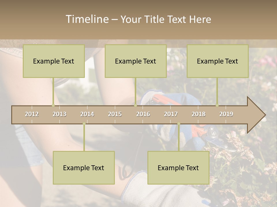 Beautiful Young Woman In The Yard Gardening PowerPoint Template