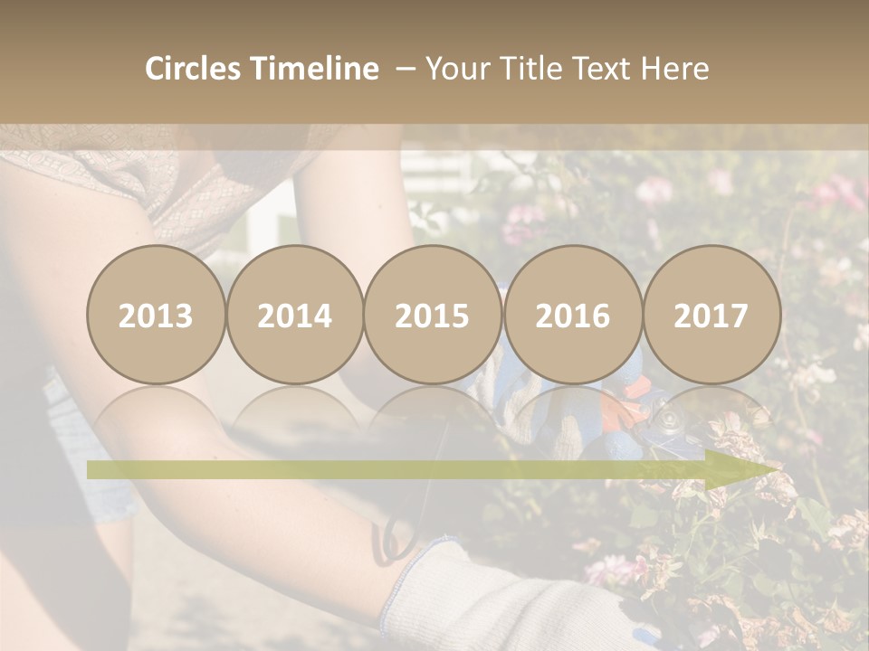 Beautiful Young Woman In The Yard Gardening PowerPoint Template