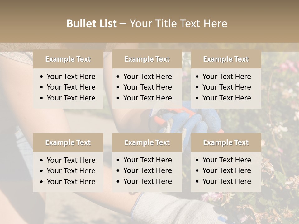 Beautiful Young Woman In The Yard Gardening PowerPoint Template