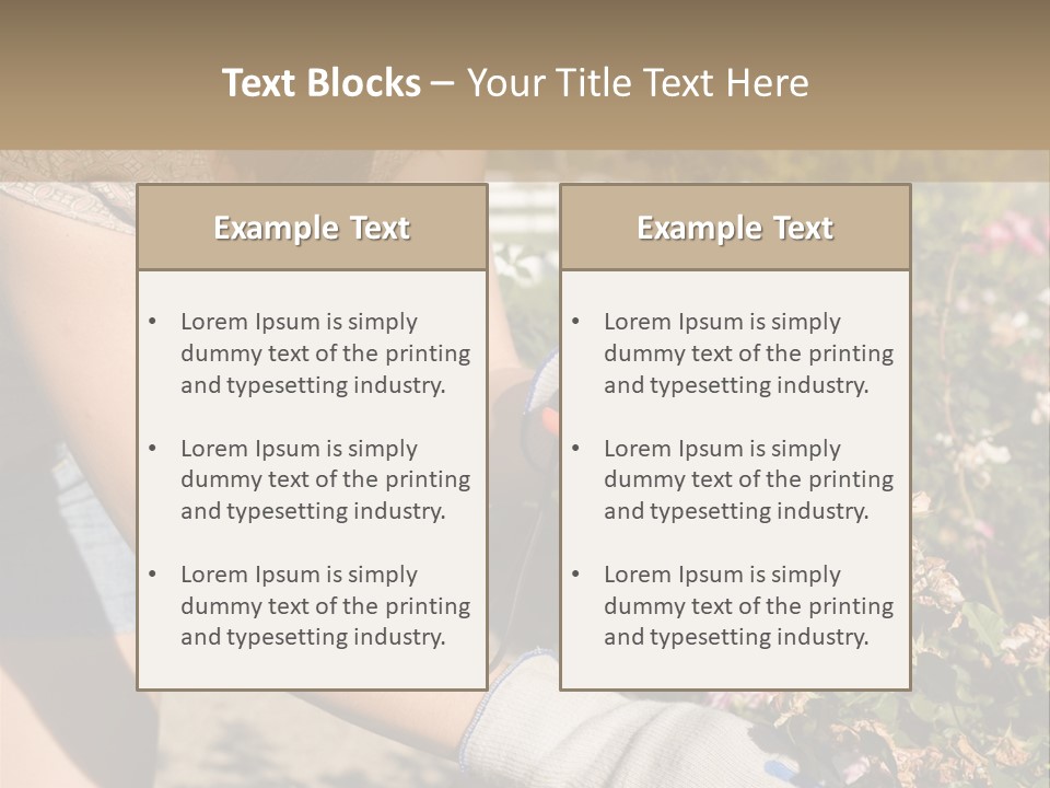 Beautiful Young Woman In The Yard Gardening PowerPoint Template