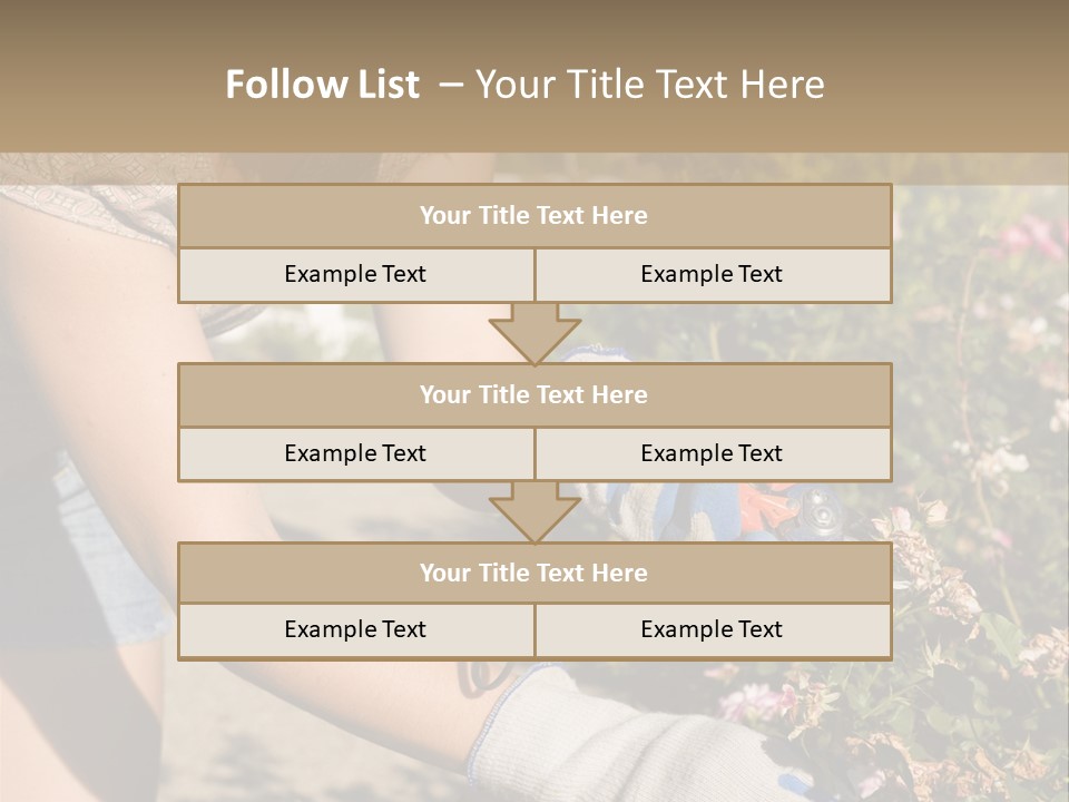 Beautiful Young Woman In The Yard Gardening PowerPoint Template