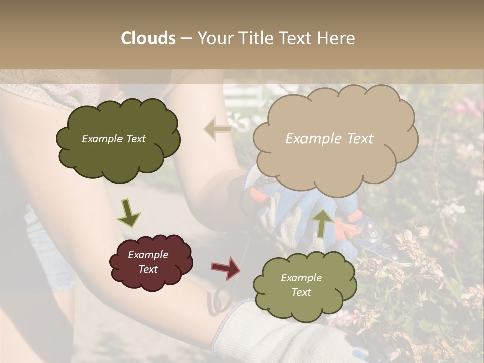 Beautiful Young Woman In The Yard Gardening PowerPoint Template