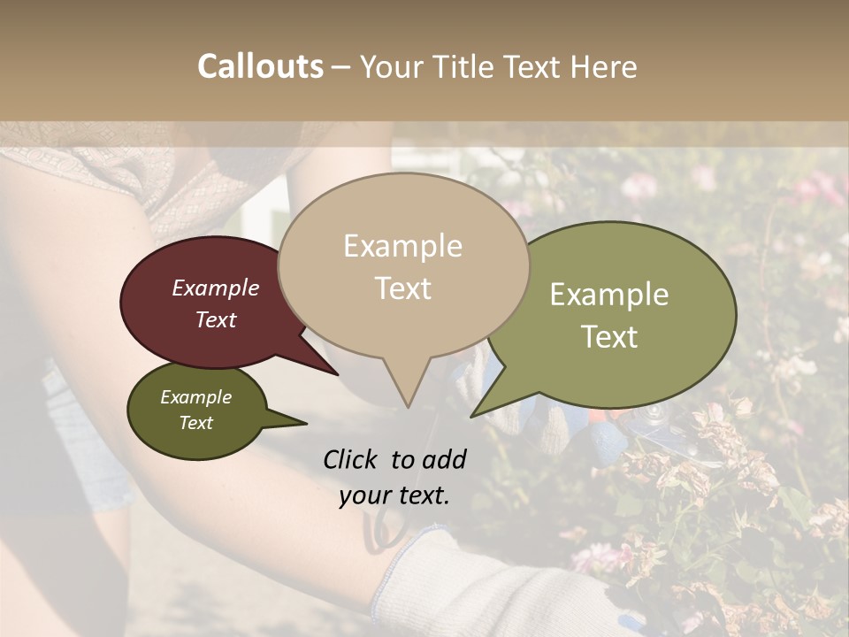 Beautiful Young Woman In The Yard Gardening PowerPoint Template