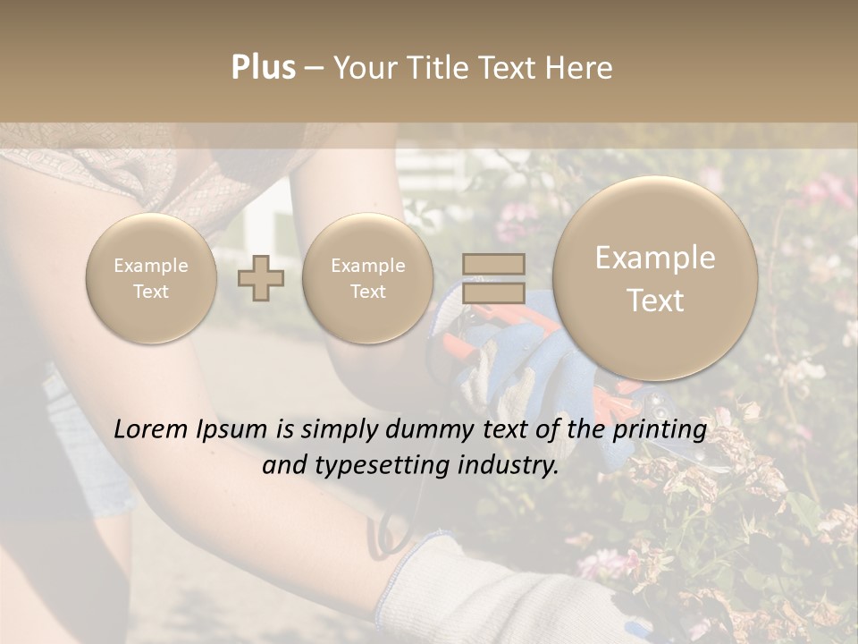 Beautiful Young Woman In The Yard Gardening PowerPoint Template