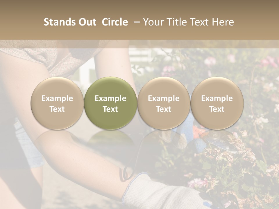 Beautiful Young Woman In The Yard Gardening PowerPoint Template