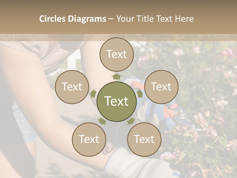 Beautiful Young Woman In The Yard Gardening PowerPoint Template