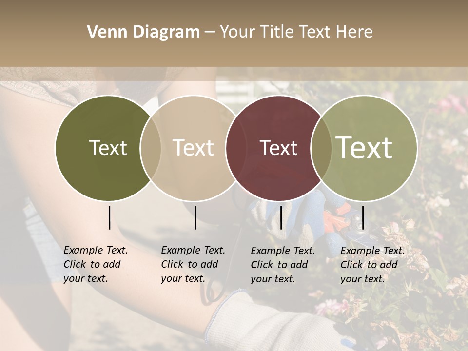 Beautiful Young Woman In The Yard Gardening PowerPoint Template