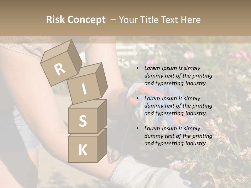 Beautiful Young Woman In The Yard Gardening PowerPoint Template