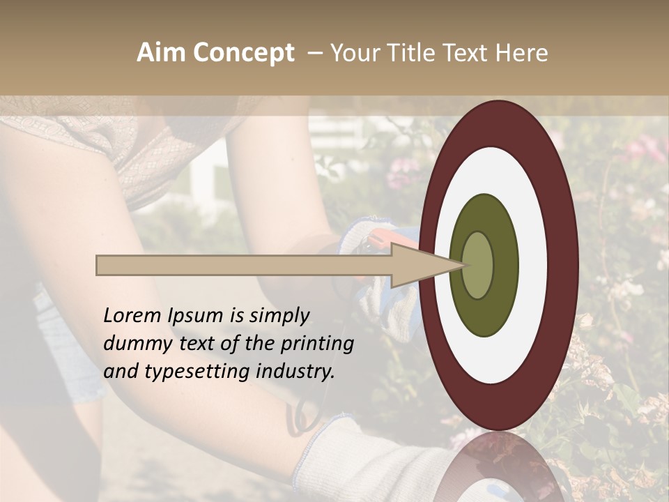 Beautiful Young Woman In The Yard Gardening PowerPoint Template