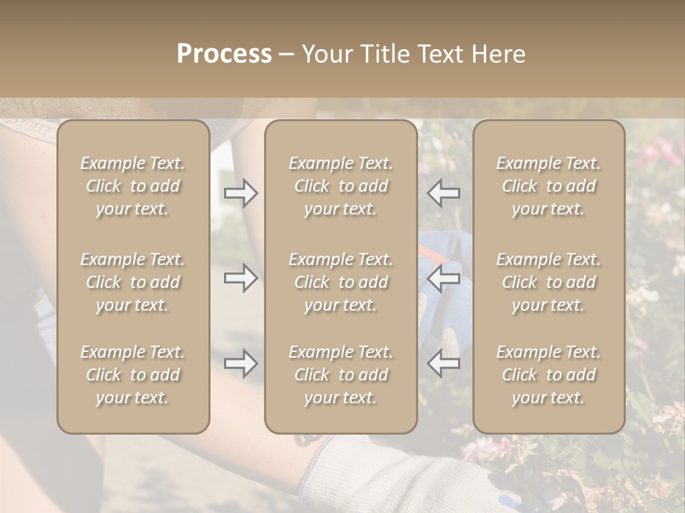 Beautiful Young Woman In The Yard Gardening PowerPoint Template