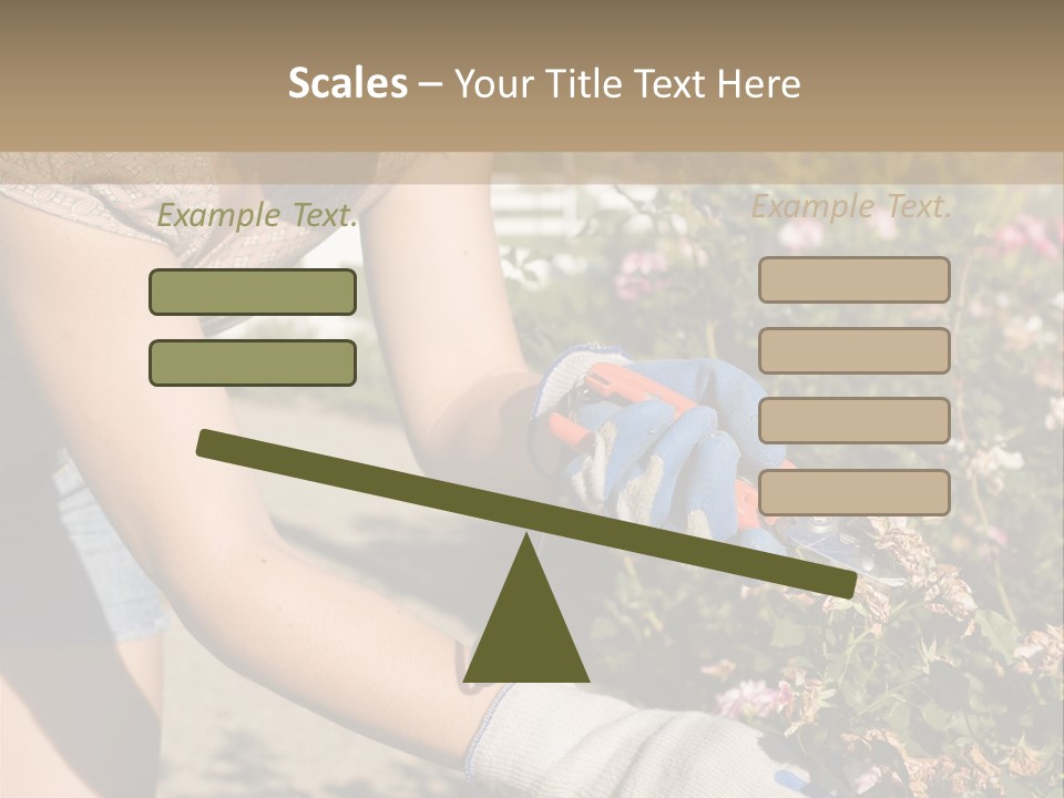 Beautiful Young Woman In The Yard Gardening PowerPoint Template