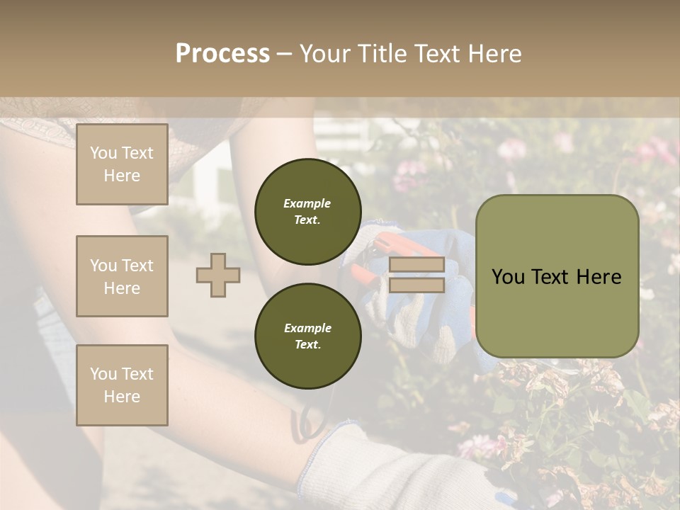 Beautiful Young Woman In The Yard Gardening PowerPoint Template
