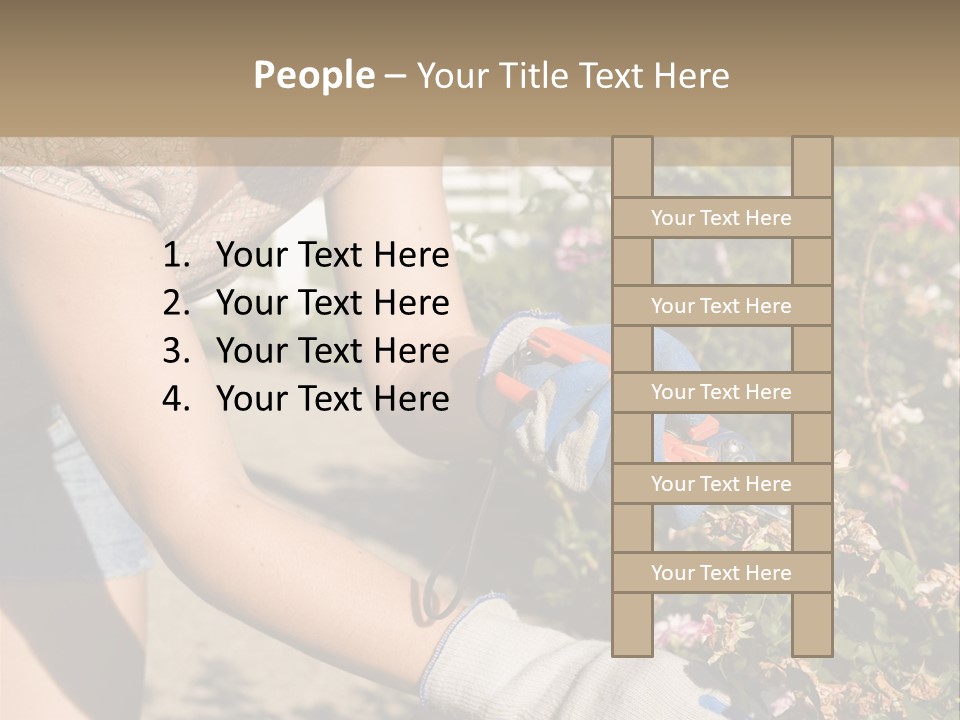 Beautiful Young Woman In The Yard Gardening PowerPoint Template