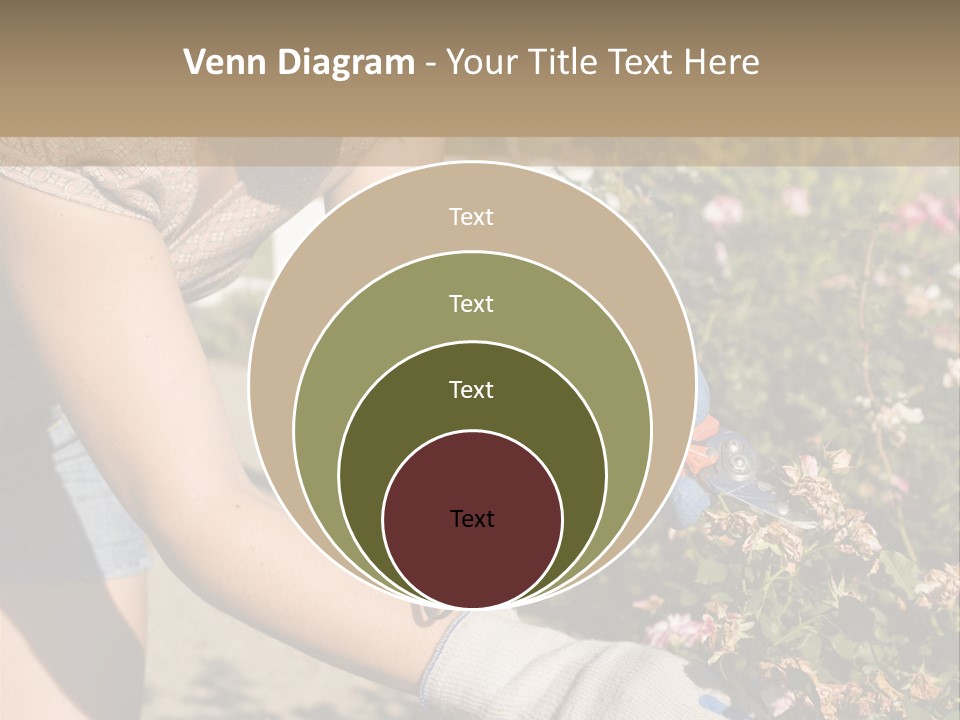 Beautiful Young Woman In The Yard Gardening PowerPoint Template