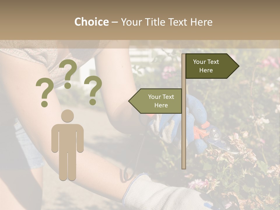 Beautiful Young Woman In The Yard Gardening PowerPoint Template