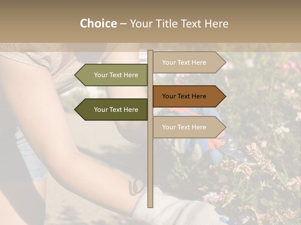 Beautiful Young Woman In The Yard Gardening PowerPoint Template