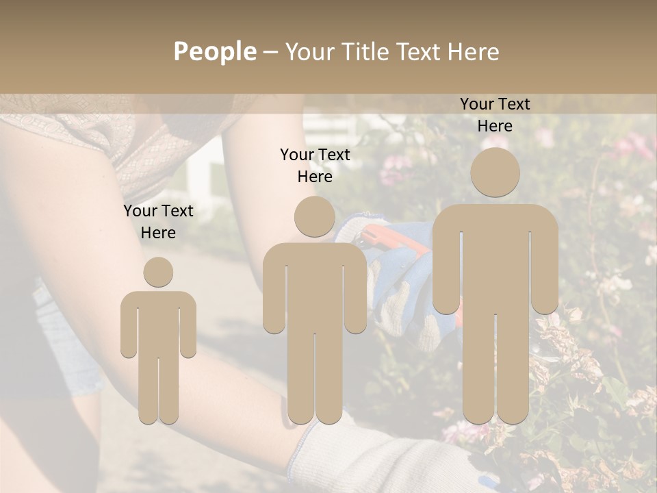 Beautiful Young Woman In The Yard Gardening PowerPoint Template