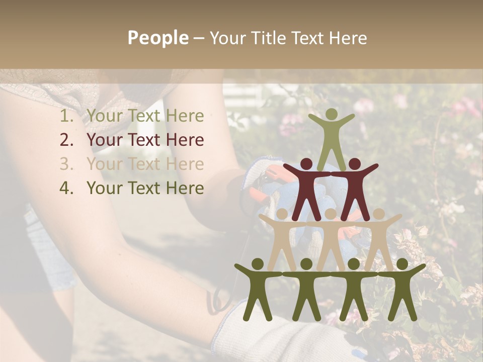 Beautiful Young Woman In The Yard Gardening PowerPoint Template