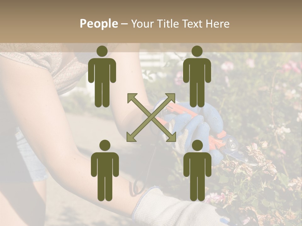 Beautiful Young Woman In The Yard Gardening PowerPoint Template