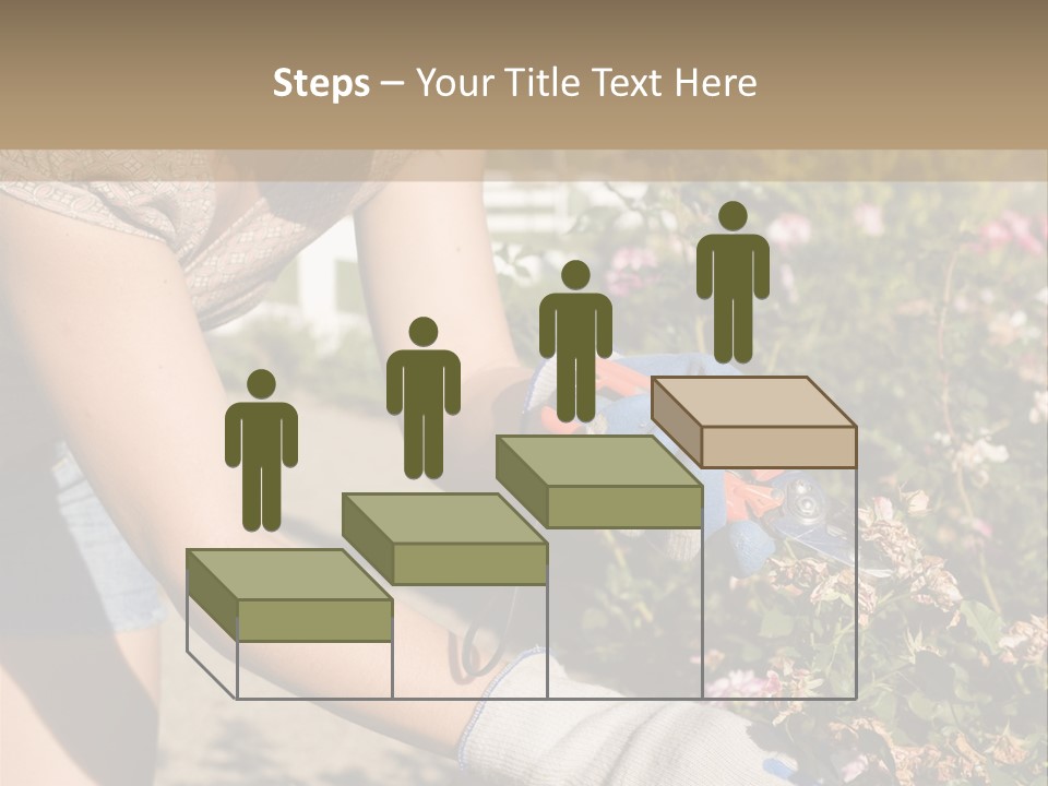 Beautiful Young Woman In The Yard Gardening PowerPoint Template