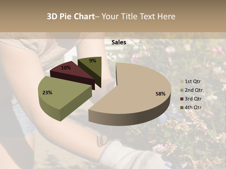Beautiful Young Woman In The Yard Gardening PowerPoint Template