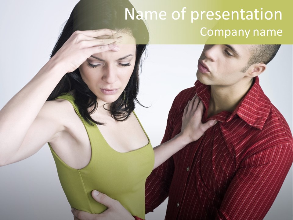 Young Couple Conflict On Isolated Background PowerPoint Template