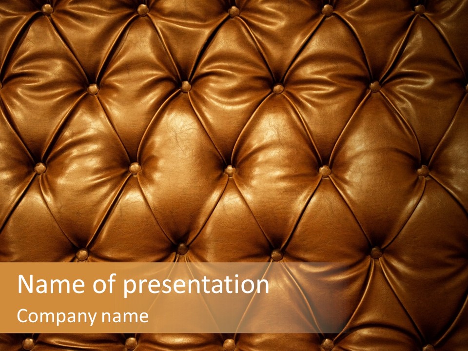 Sepia Picture Of Genuine Leather Upholstery PowerPoint Template