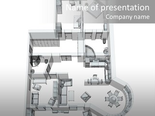 3D Sketch Of A Four-Room Apartment. Object Over White PowerPoint Template