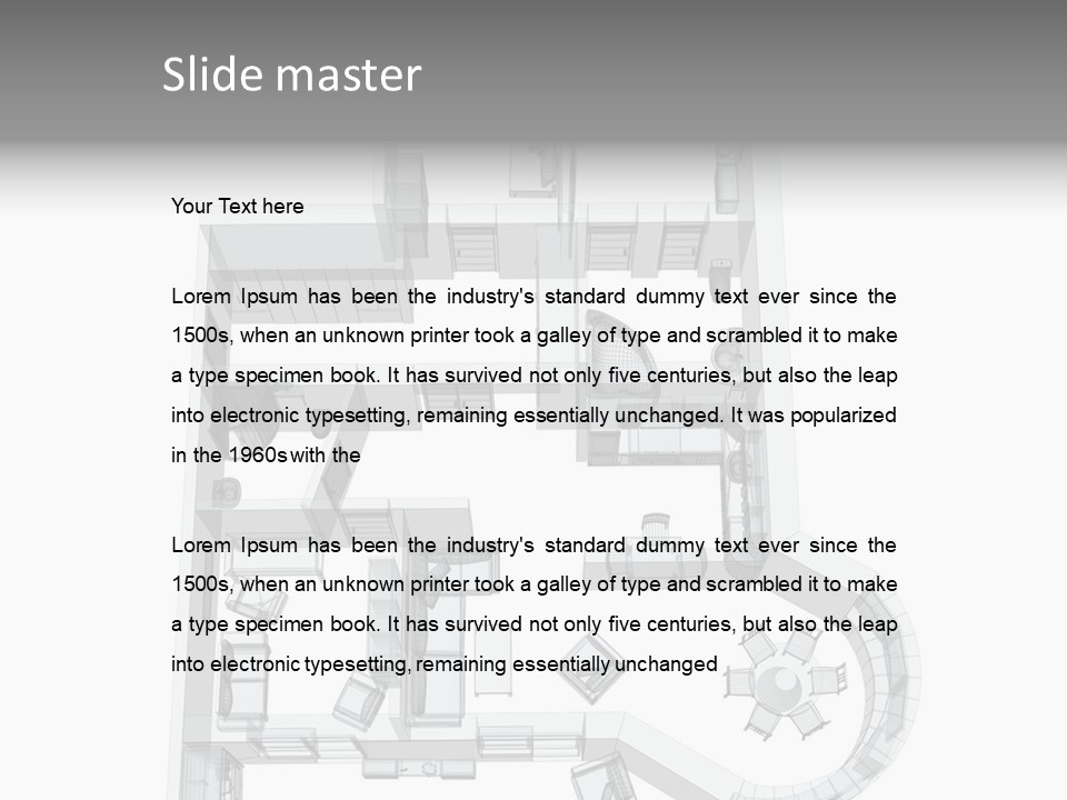 3D Sketch Of A Four-Room Apartment. Object Over White PowerPoint Template