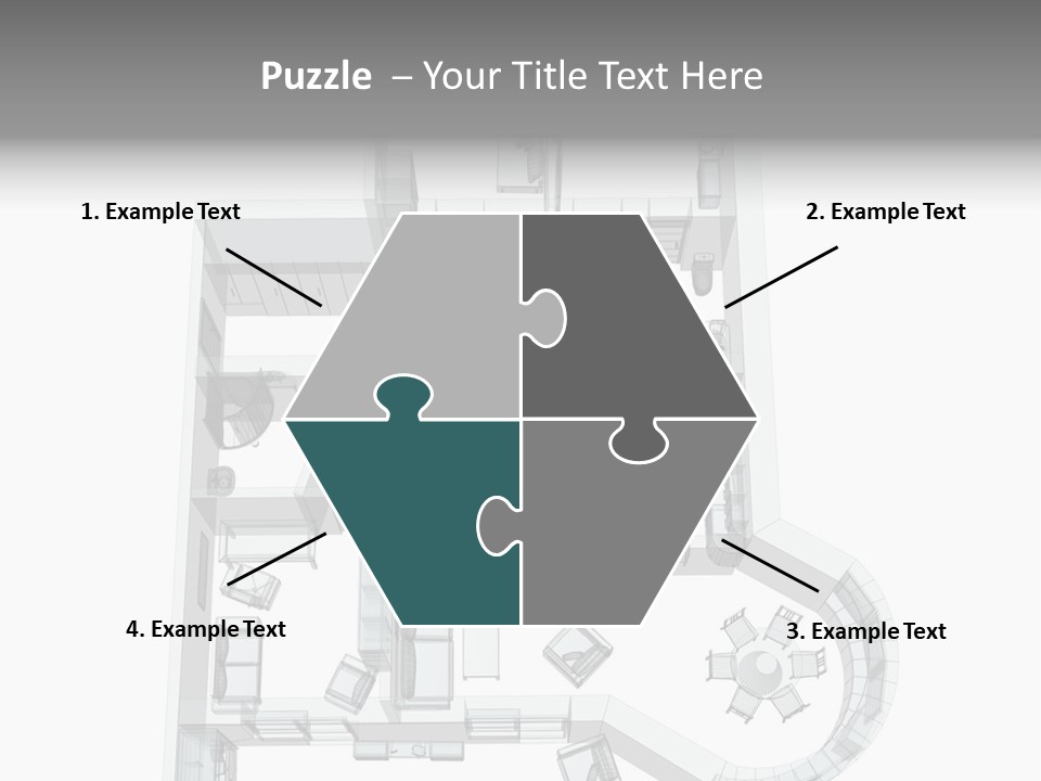 3D Sketch Of A Four-Room Apartment. Object Over White PowerPoint Template