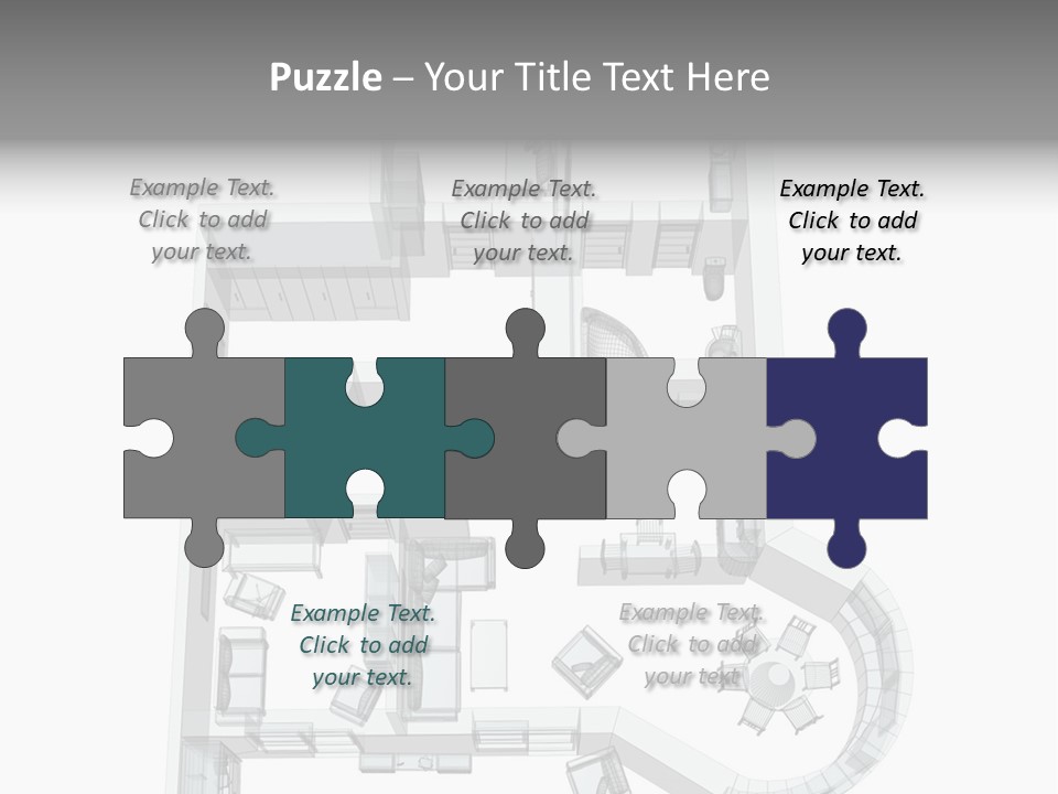 3D Sketch Of A Four-Room Apartment. Object Over White PowerPoint Template