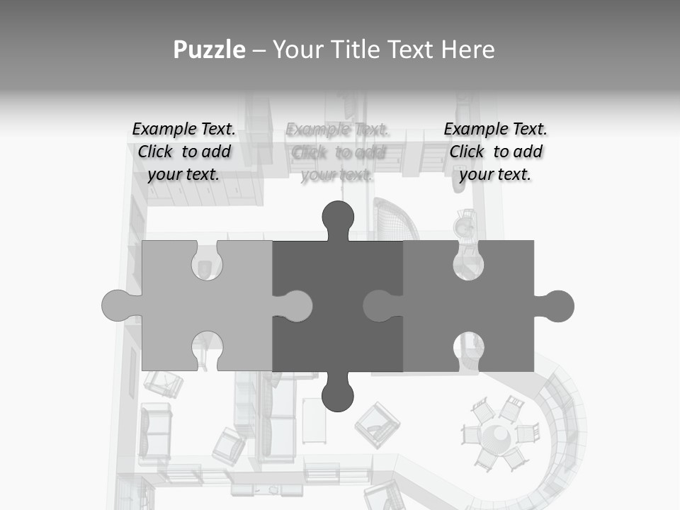 3D Sketch Of A Four-Room Apartment. Object Over White PowerPoint Template