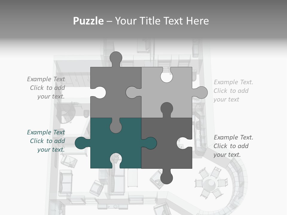 3D Sketch Of A Four-Room Apartment. Object Over White PowerPoint Template