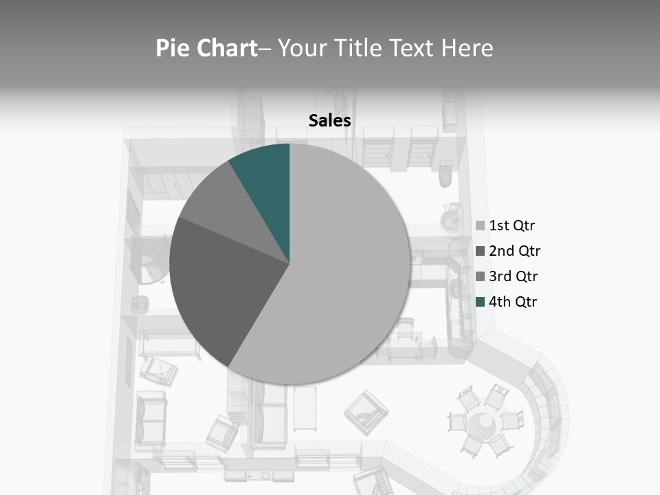 3D Sketch Of A Four-Room Apartment. Object Over White PowerPoint Template
