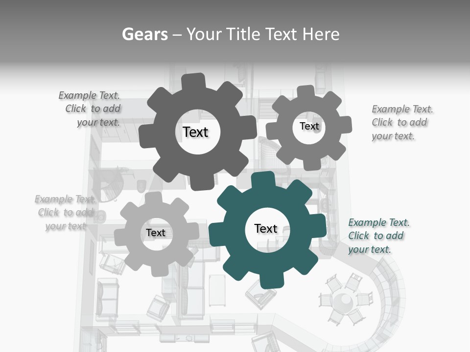 3D Sketch Of A Four-Room Apartment. Object Over White PowerPoint Template
