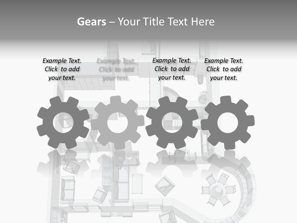 3D Sketch Of A Four-Room Apartment. Object Over White PowerPoint Template