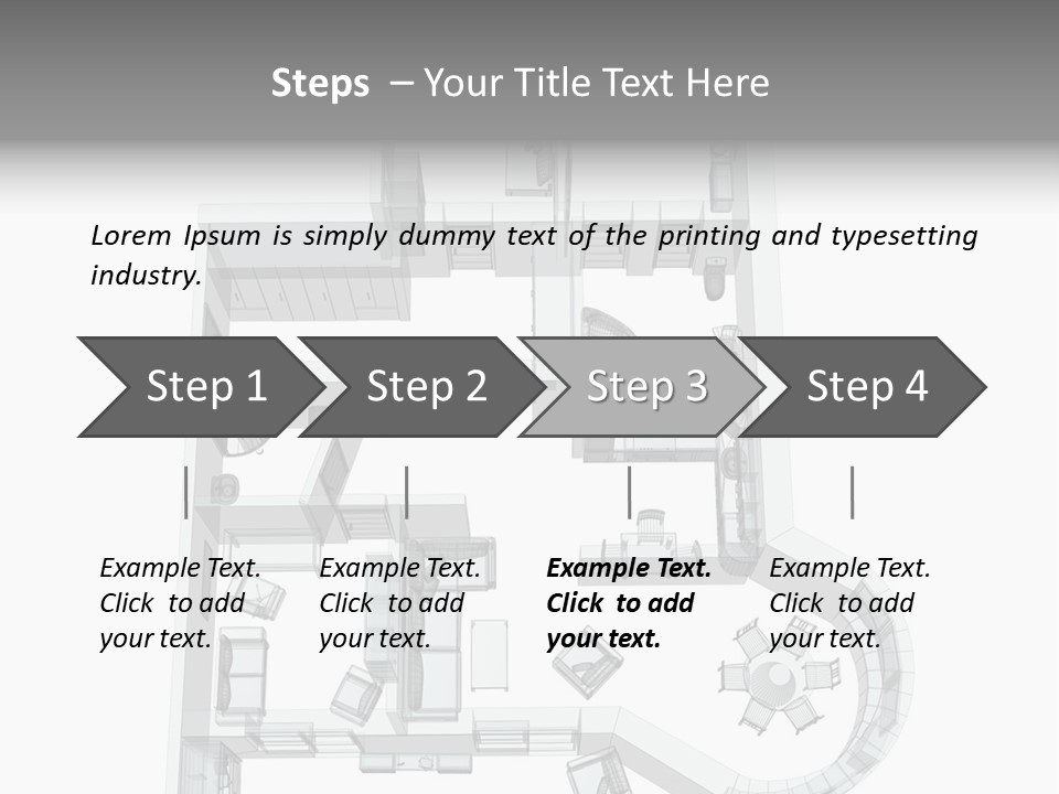 3D Sketch Of A Four-Room Apartment. Object Over White PowerPoint Template